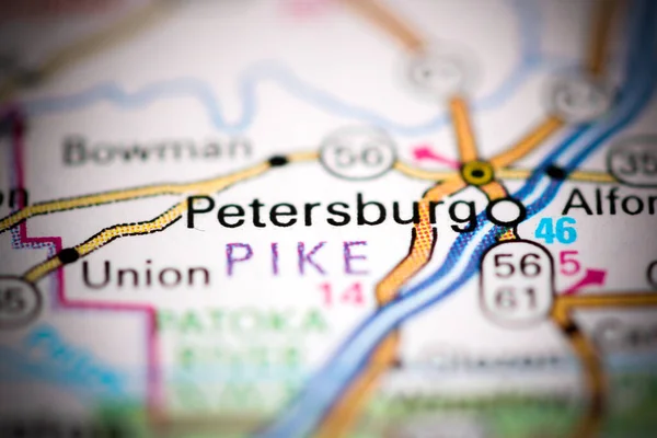 Petersburg Indiana Usa Auf Einer Geografischen Karte — Stockfoto