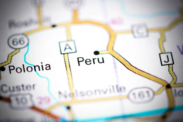 Peru Wisconsin Usa Map — Stock Photo, Image