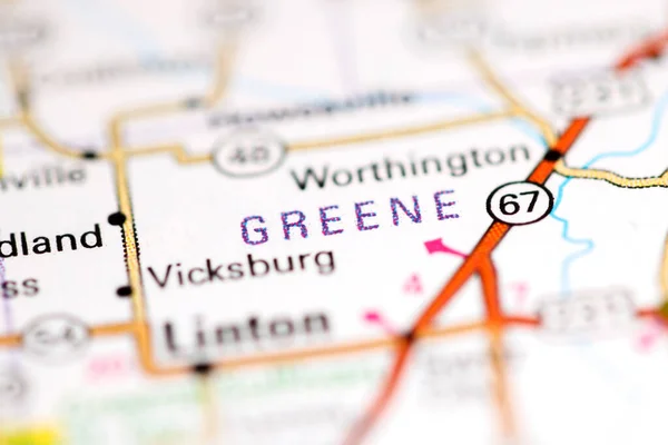 Greene Indiana Eua Sobre Mapa Geografia — Fotografia de Stock