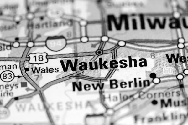 Waukesha Nak Wisconsinban Usa Térképen — Stock Fotó