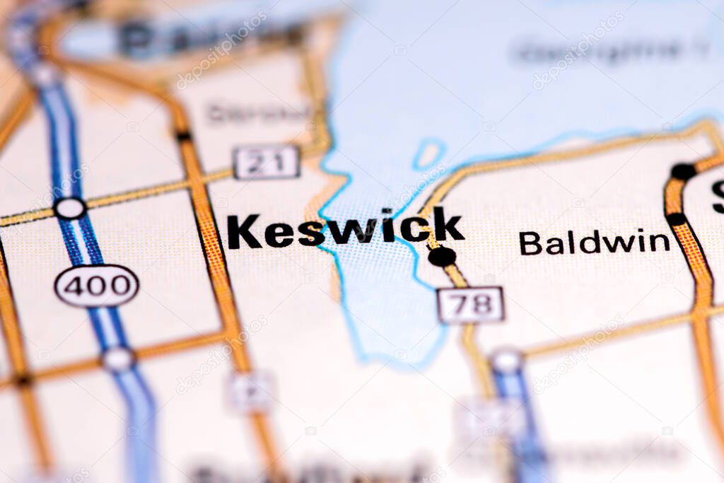 Keswick. Canada on a map