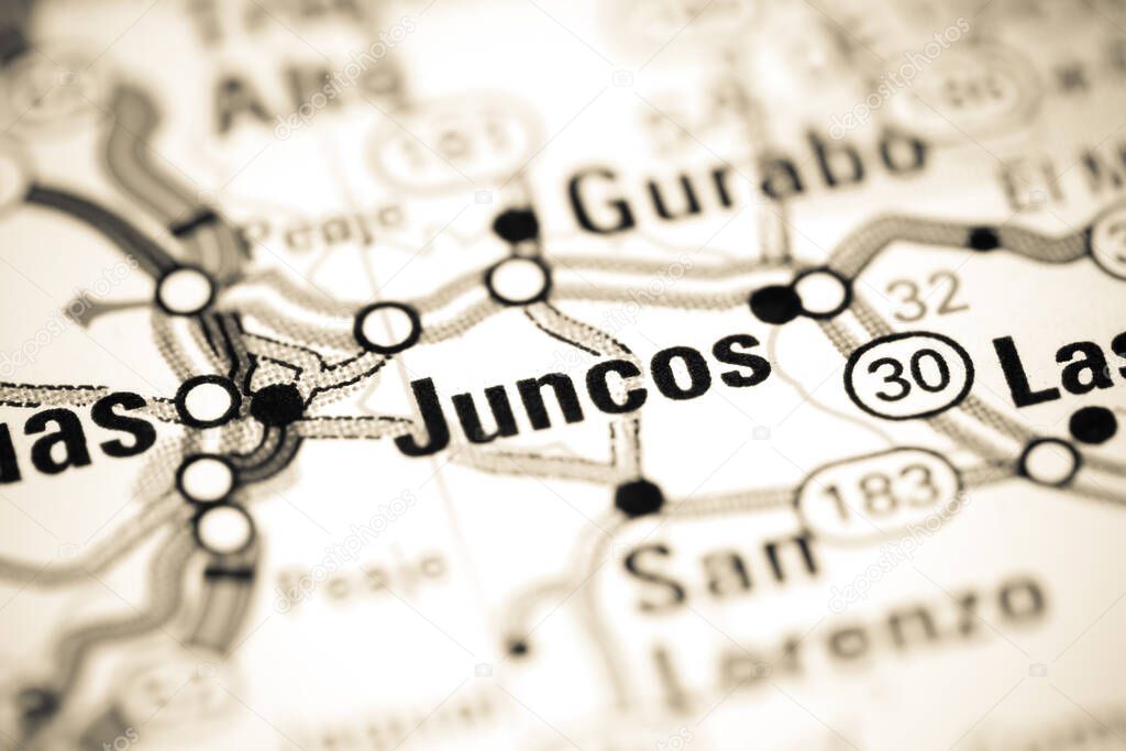 Juncos. Puerto Rico on a map