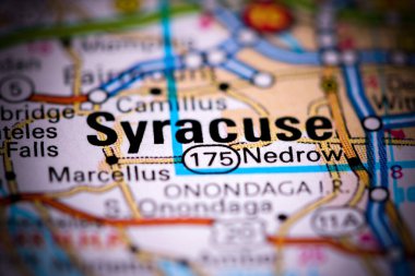 Syracuse. New York. USA on a map clipart