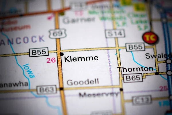 Klemme. Iowa. USA on a map