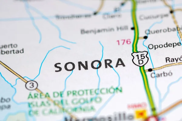 Sonora. Mexico on a map