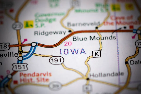 Iowa Wisconsin Eua Sobre Mapa — Fotografia de Stock