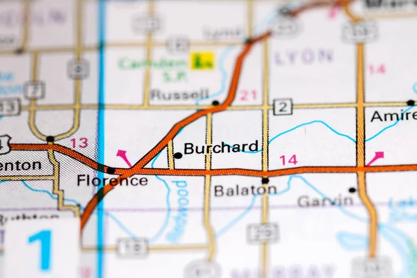 Burchard Minnesota Usa Auf Einer Karte — Stockfoto