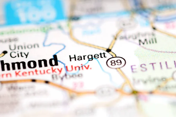 Hargett. Kentucky. USA on a geography map