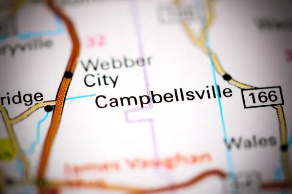 坎贝尔斯维尔田纳西地图上的美国 — 图库照片