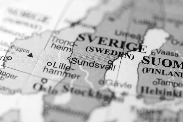 Sundsvall Evropa Mapě Geografie — Stock fotografie