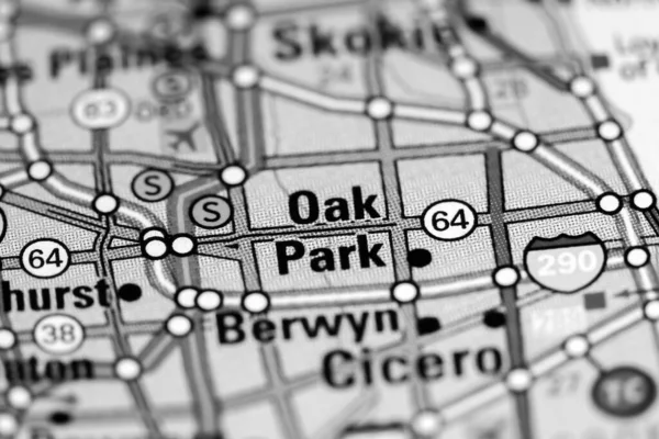 Oak Park Stanie Illinois Usa Mapie — Zdjęcie stockowe