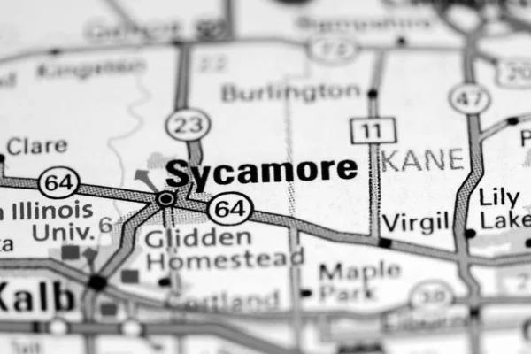 Sycamore. Illinois. USA on a map