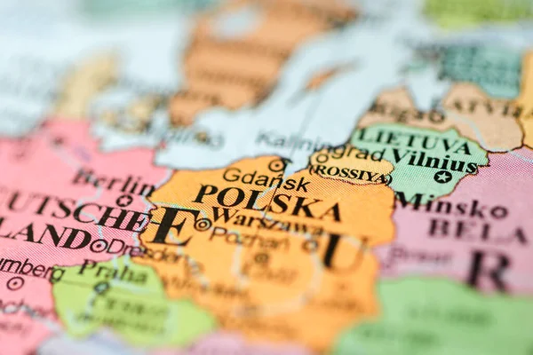 Polska Europa Una Carta Geografica — Foto Stock