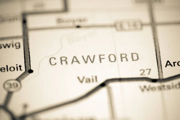 Crawford Iowa Abd Haritada — Stok fotoğraf