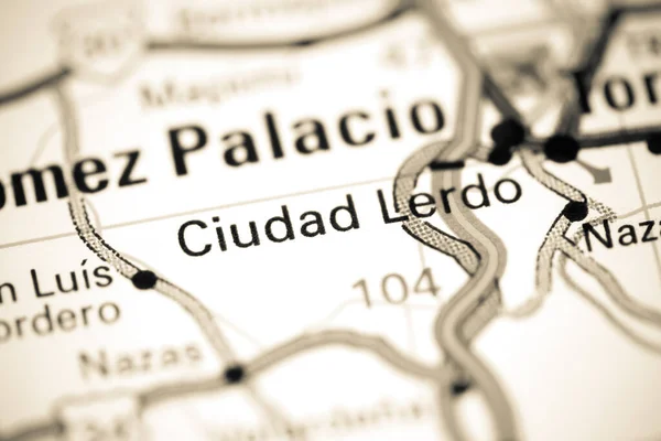 Ciudad Lerdo México Sobre Mapa — Fotografia de Stock