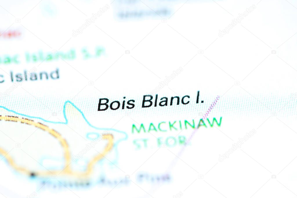 Bois Blanc Island. Michigan. USA on a map