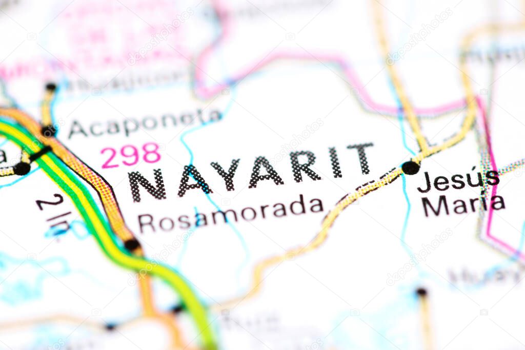 Nayarit. Mexico on a map