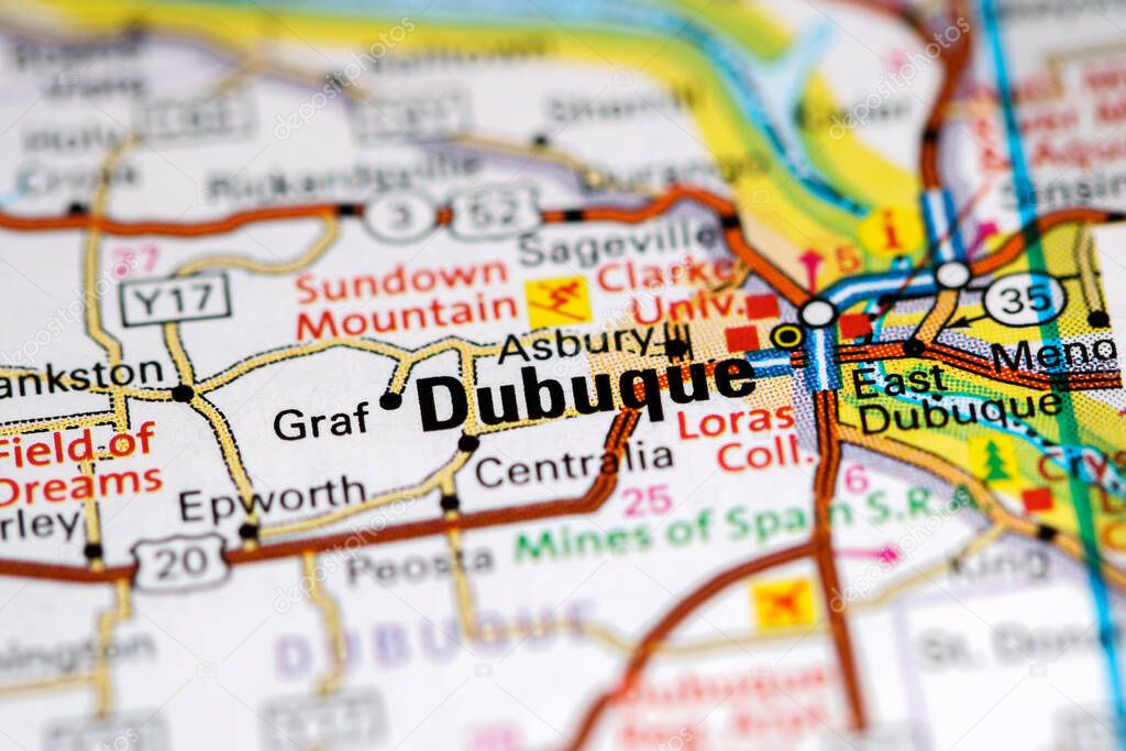 Dubuque. Iowa. USA on a map