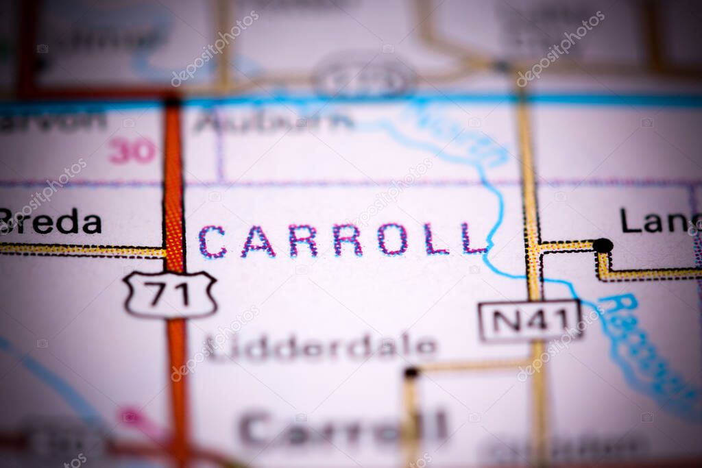Carroll. Iowa. USA on a map
