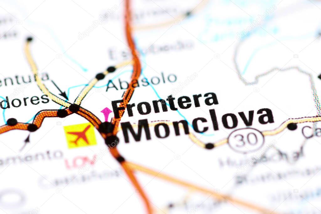Frontera. Mexico on a map