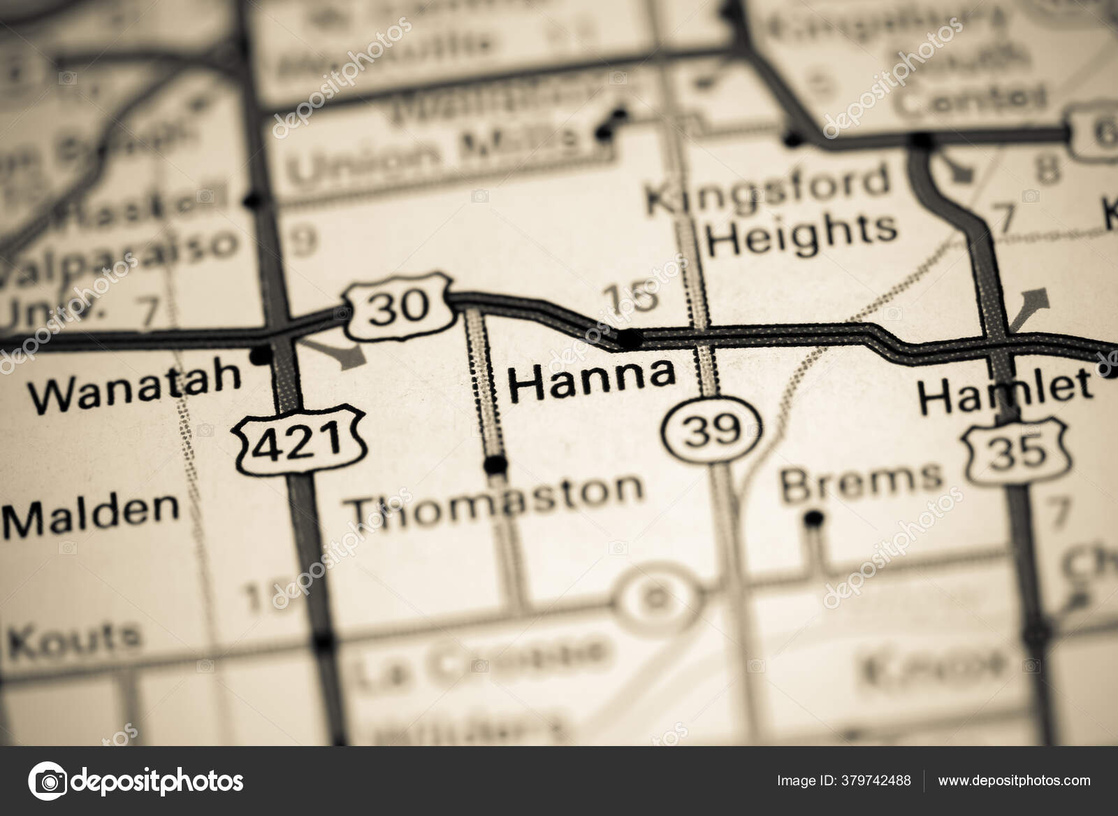 Hanna Indiana Usa Map — Stock Photo © aliceinwonderland2020 379742488
