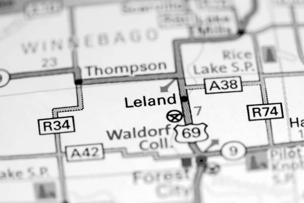 Leland Iowa Usa Auf Einer Karte — Stockfoto