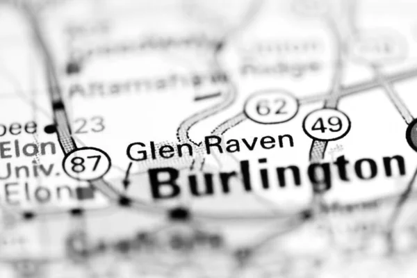 Glen Raven Vagyok Észak Karolina Usa Egy Földrajzi Térképen — Stock Fotó