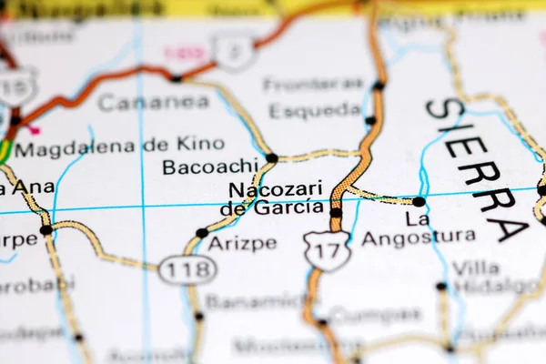 Nacozari de Garcia. Mexico on a map