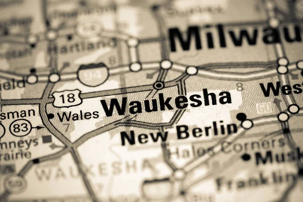 Waukesha Wisconsin Abd Haritada — Stok fotoğraf