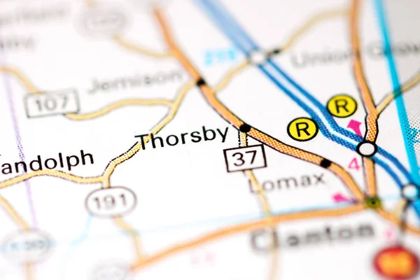 Thorsby 阿拉巴马地图上的美国 — 图库照片
