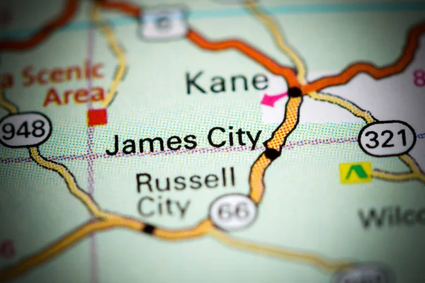 詹姆斯市 宾夕法尼亚地图上的美国 — 图库照片