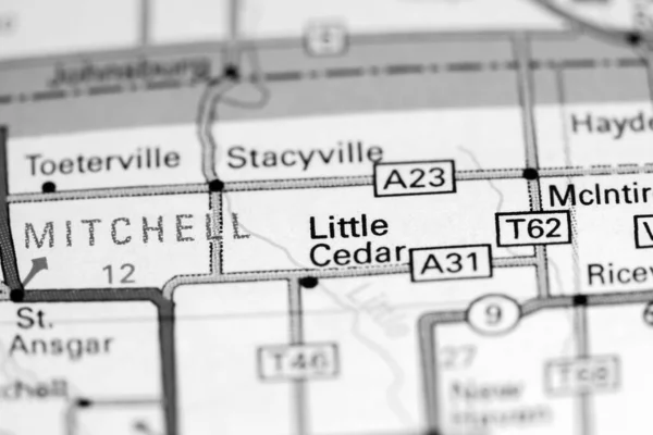 小雪松爱荷华州地图上的美国 — 图库照片