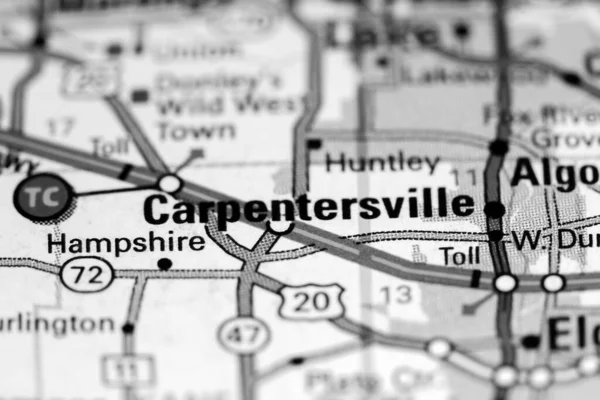 Carpentersville Illinois Eua Sobre Mapa — Fotografia de Stock