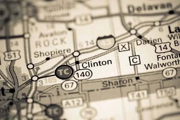 Clinton Wisconsin Eeuu Mapa —  Fotos de Stock