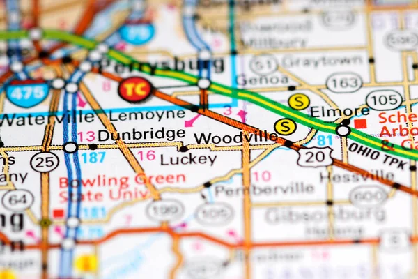 Woodville Ohio Usa Auf Einer Karte — Stockfoto