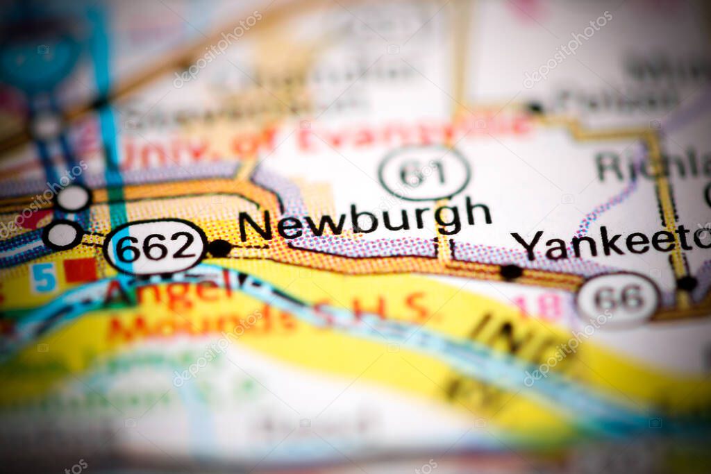 Newburgh. Indiana. USA on a geography map