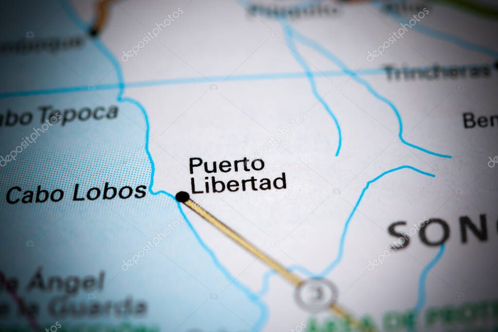 Puerto Libertad. Mexico on a map