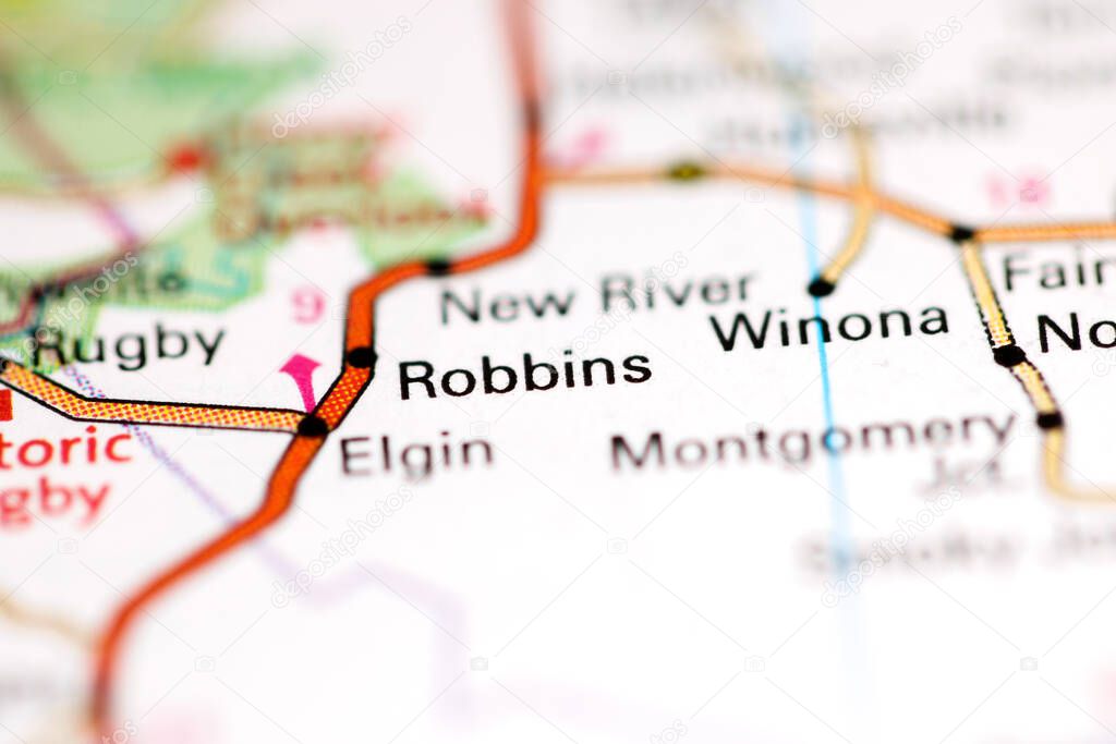 Robbins. Tennessee. USA on a geography map