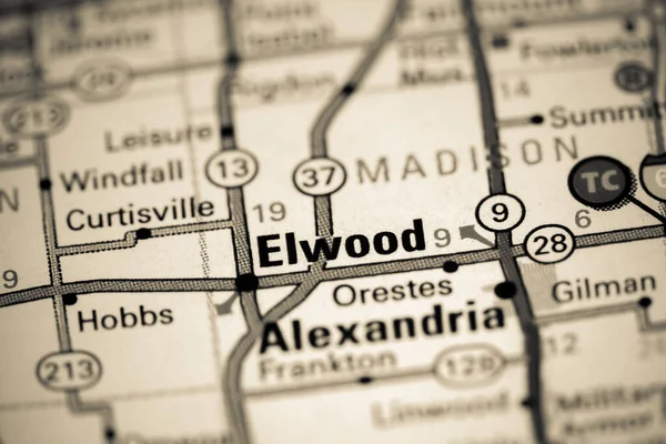 Elwood Indianie Usa Mapie — Zdjęcie stockowe