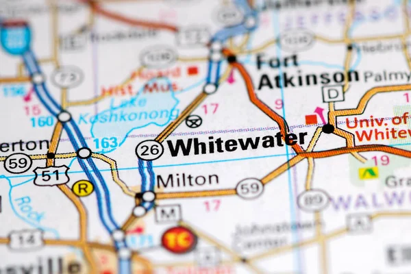 Whitewater Wisconsin Eua Sobre Mapa — Fotografia de Stock