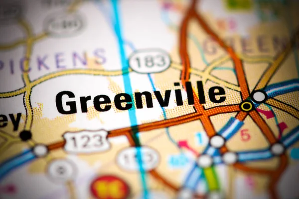 Greenville Augusta Eua Sobre Mapa — Fotografia de Stock