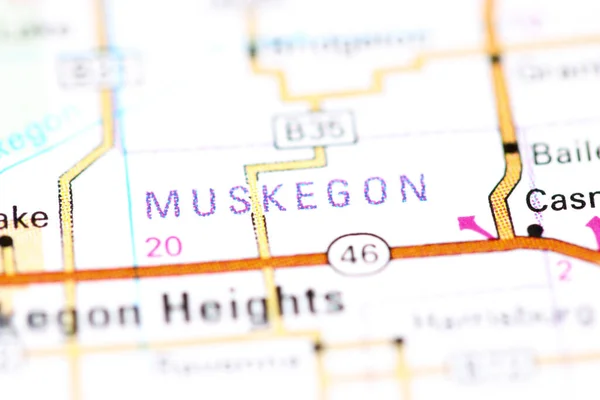 Muskegon 密歇根地图上的美国 — 图库照片