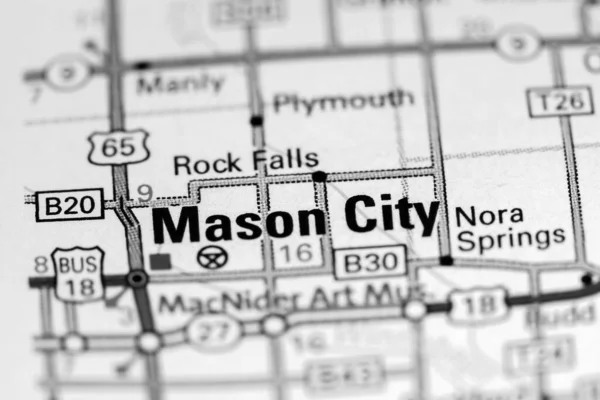Mason City Vagyok Iowában Usa Térképen — Stock Fotó