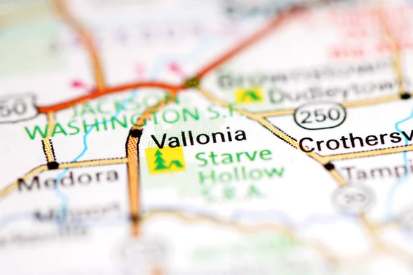 Vallonia Indiana Abd Coğrafya Haritasında — Stok fotoğraf