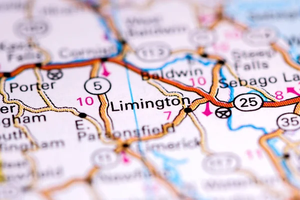 Limington Maine Eua Sobre Mapa — Fotografia de Stock