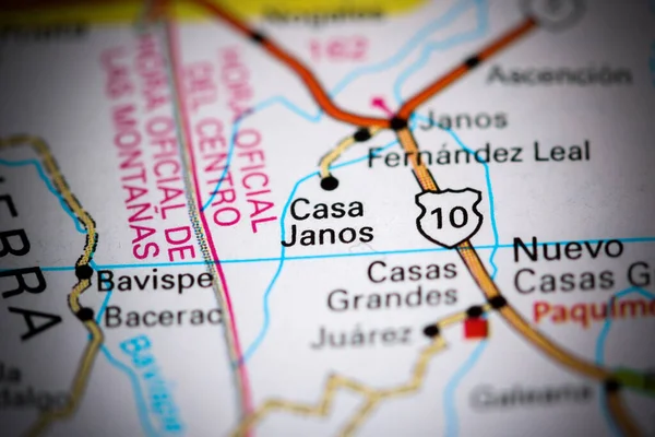 Casa Janos México Sobre Mapa — Fotografia de Stock