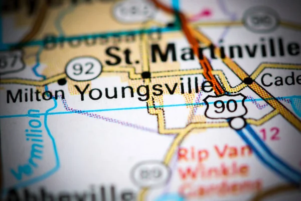 Youngsville Ben Louisianában Usa Térképen — Stock Fotó