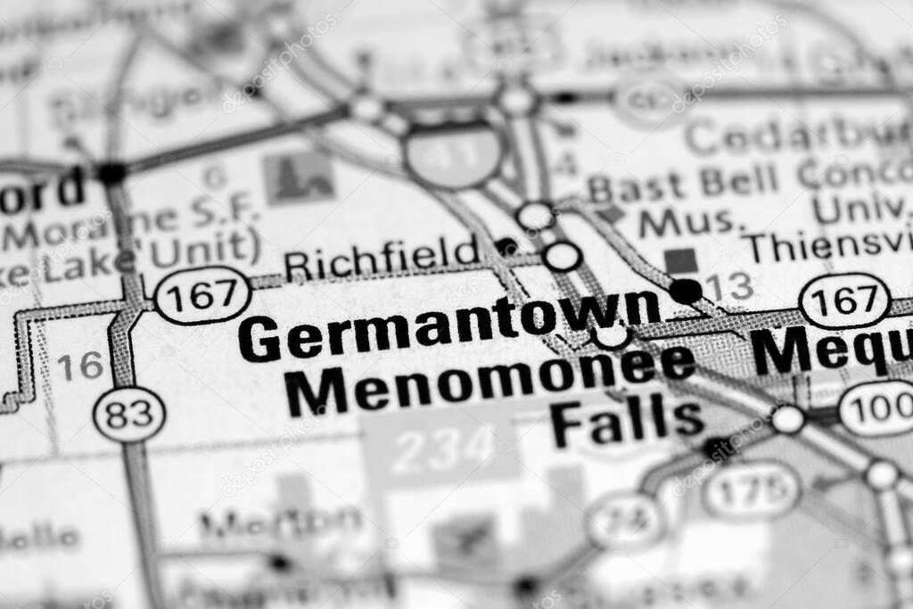 Germantown. Wisconsin. USA on a map
