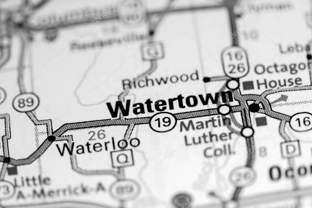Watertown. Wisconsin. USA on a map