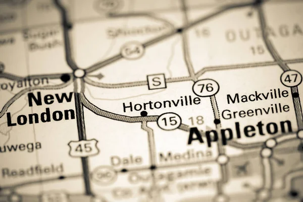 霍顿维尔 威斯康星州地图上的美国 — 图库照片